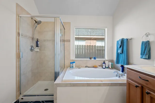 a bathroom with a sink and a shower