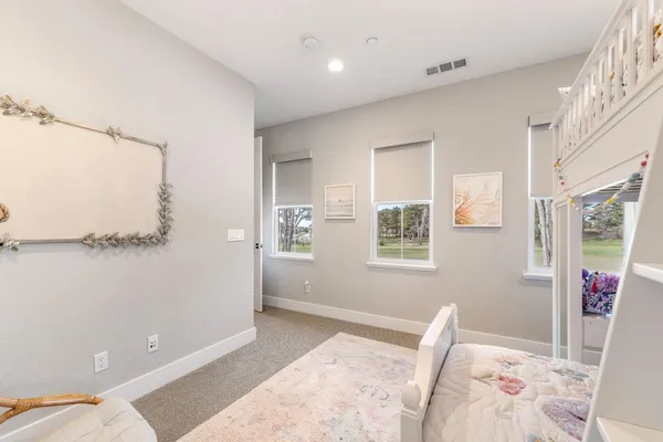 a view of a garden and trees