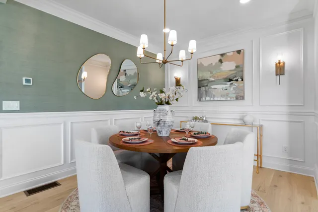 a view of a kitchen and dining room