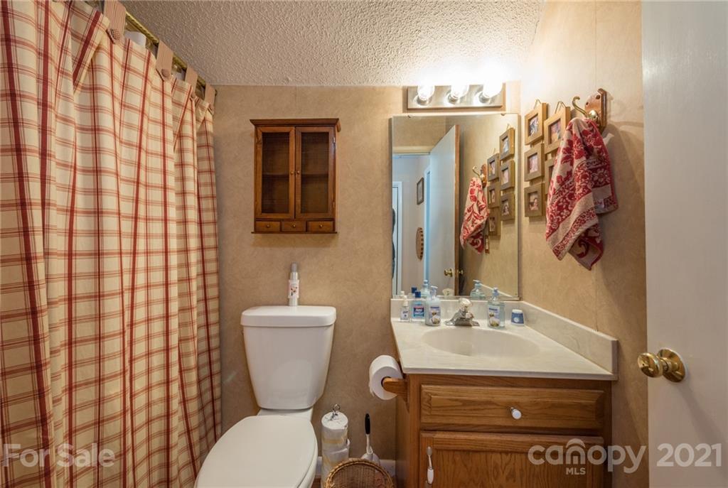 31 Bear Trail Fairview, NC 28730 - Photo 26 of 48 a bathroom with a sink a toilet and shower curtain