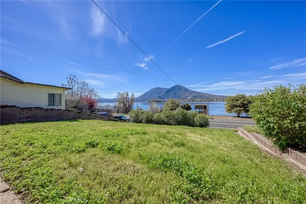 a view of a lake with a mountain