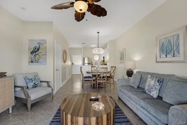 a view of a balcony with wooden floor