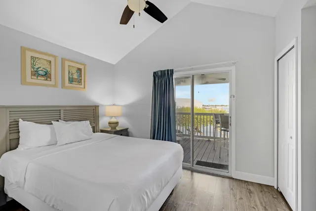 a view of balcony with wooden floor