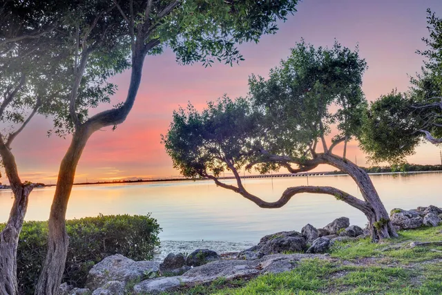 a bedroom with furniture and a large window