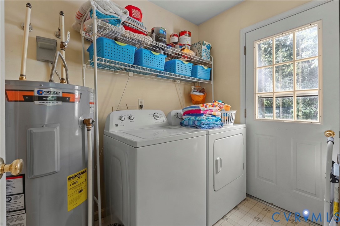 5010 Tatum Road Disputanta, VA 23842 - Photo 26 of 50 Laundry area with a water heater, white washer and