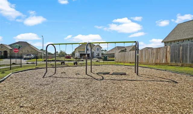 a view of a park with slide