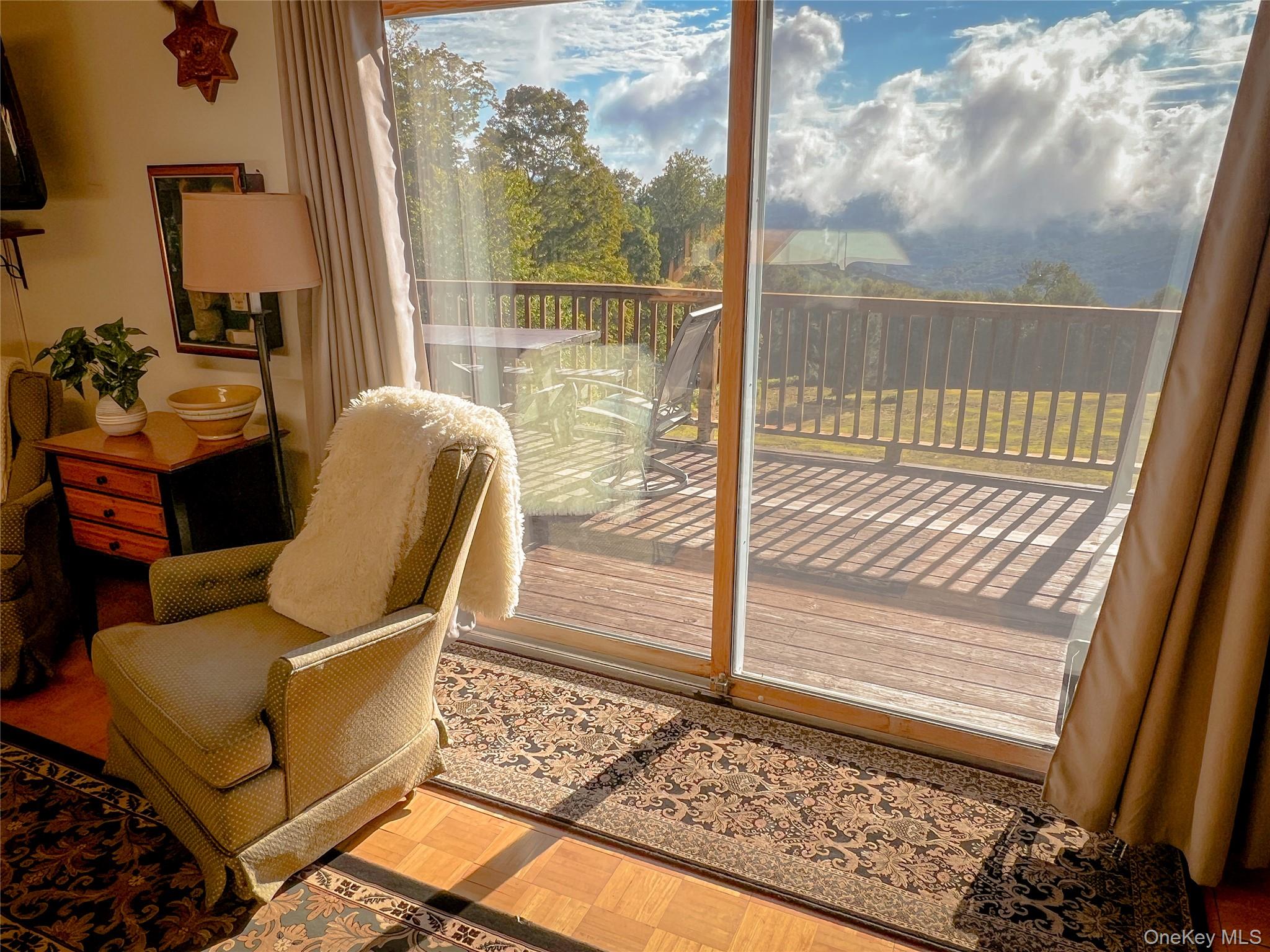 295 Emerald Heights Road Delancey, NY 13752 - Photo 4 of 30 Sliding glass door opening to an exterior wood-finish deck with wooden railings