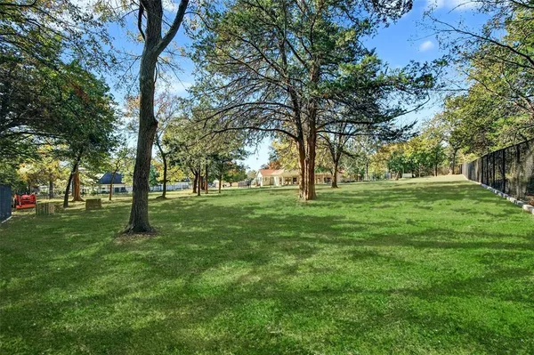 a huge green field with lots of trees