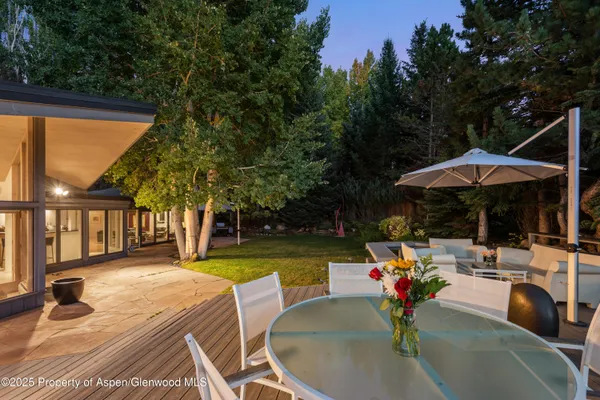 an outdoor space with patio