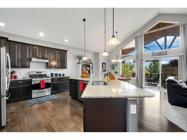 a kitchen with lots of counter top space