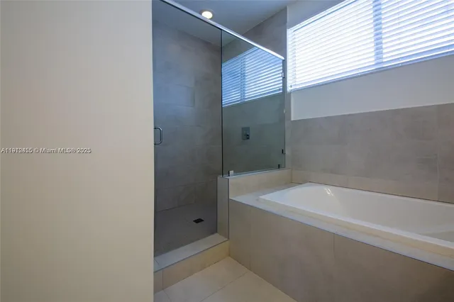 a bathroom with a bathtub