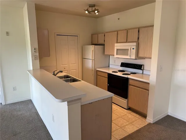 a kitchen with a sink a stove and refrigerator