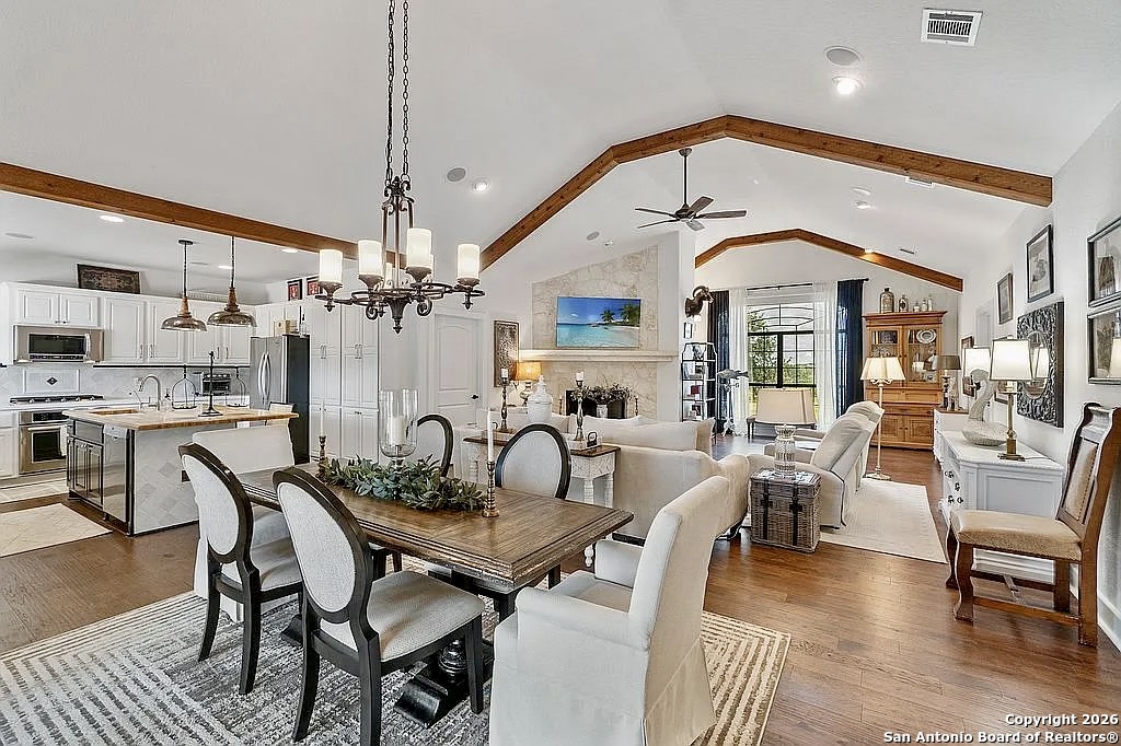 1112 Kendall Jackson Comfort, TX 78013 - Photo 14 of 32 a view of a dining room with furniture window and wooden floor