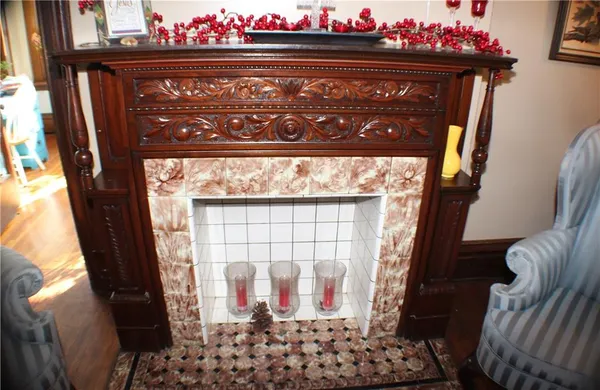 a front view of a house with a wooden door