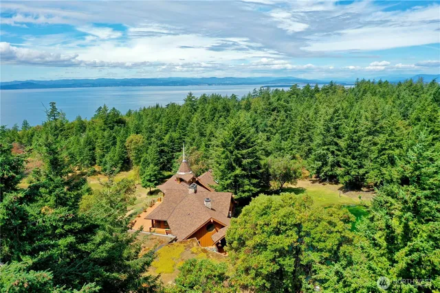 a view of a yard and an ocean
