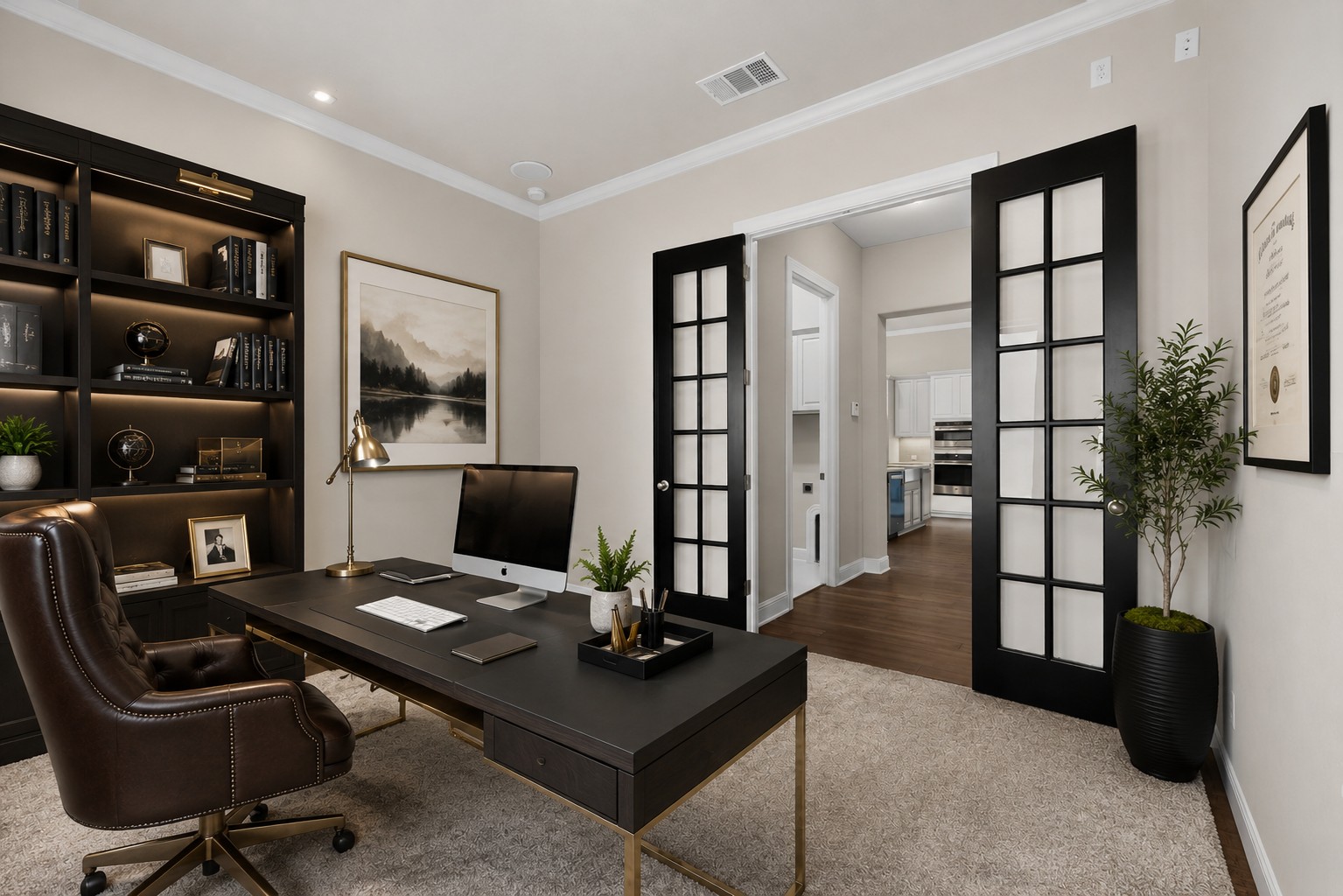 2617 Milan Meadows Drive Leander, TX 78641 - Photo 18 of 40 Elegant French doors open to a well-appointed office space or media room.