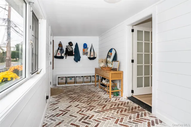 a living room with a large window