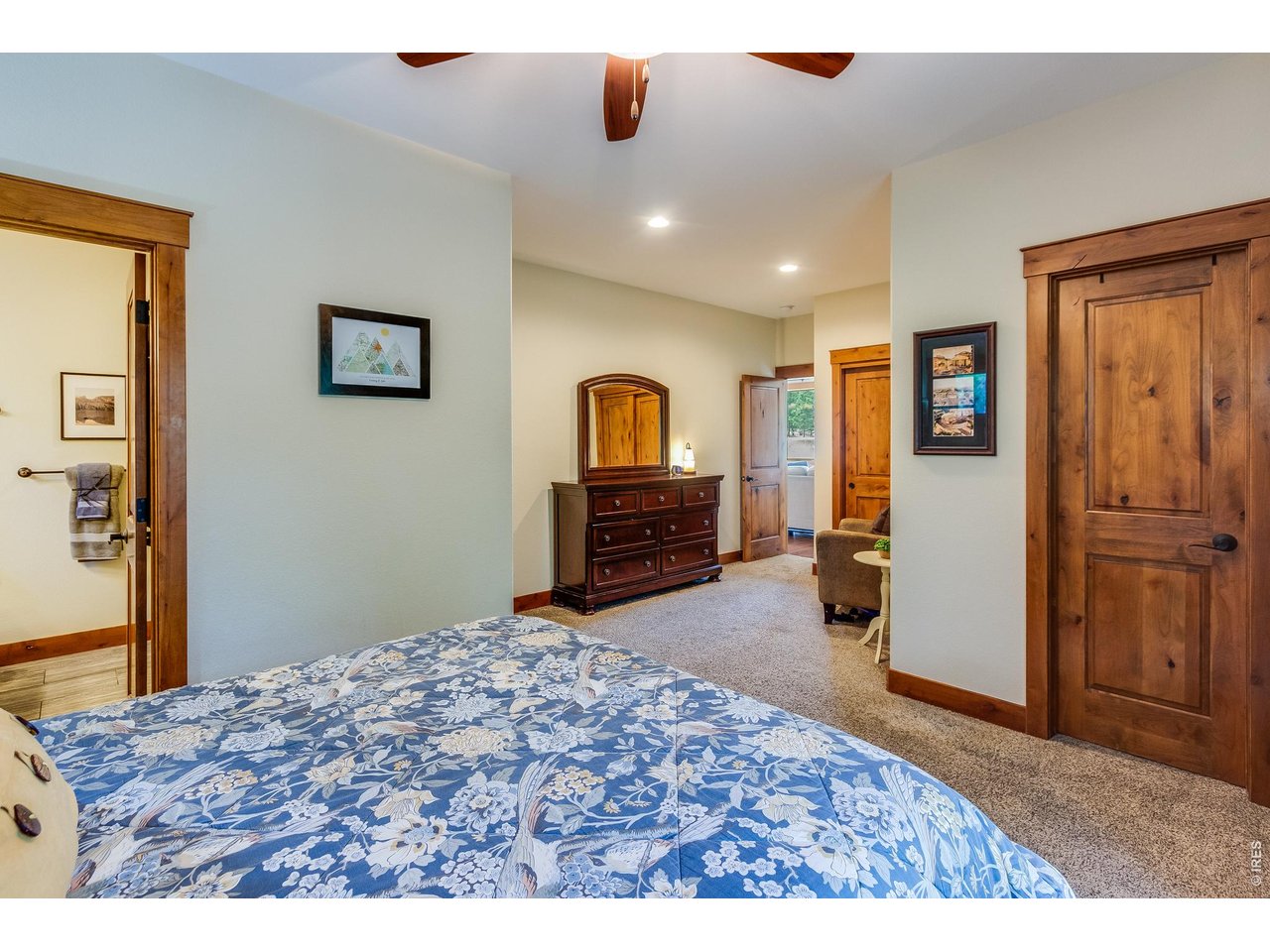 2209 Fish Creek Road Estes Park, CO 80517 - Photo 22 of 50 Serene and expansive primary bedroom featuring easy access to the luxury ensuite.