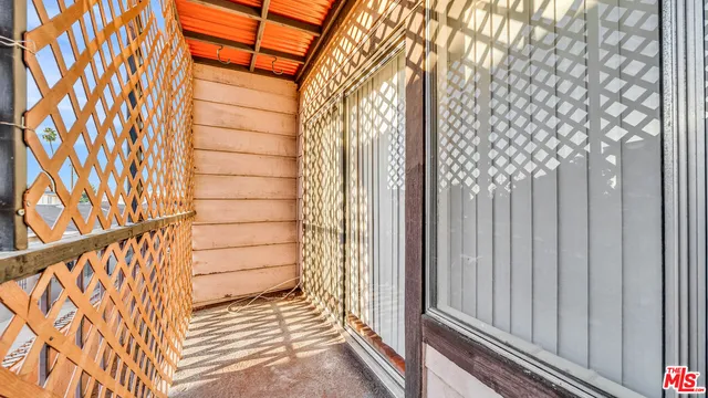 a view of wooden balcony
