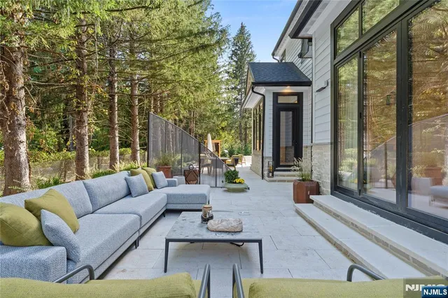 a view of a patio with couches and potted plants