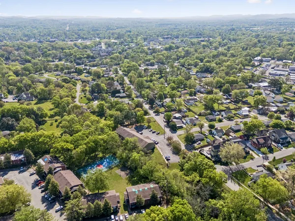 front view of a building with a street