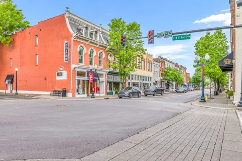 a street view of a building with a street