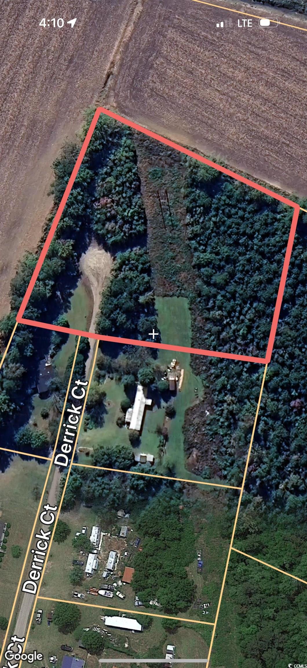 Tbd Derrick Court Marion, SC 29571 - Photo 6 of 7 Aerial view of property's location with property boundaries highlighted