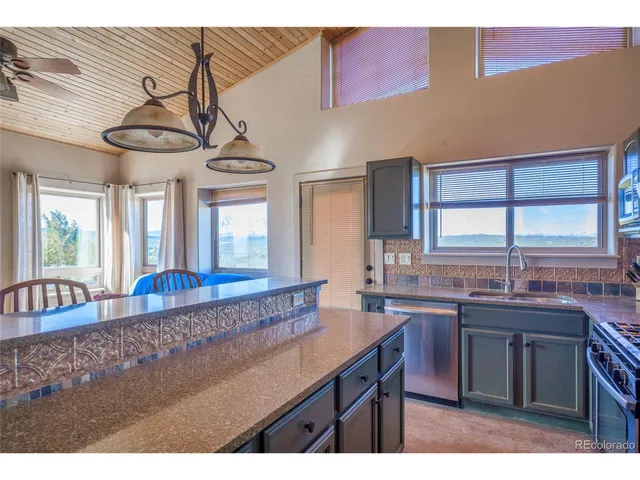 a kitchen with lots of counter top space