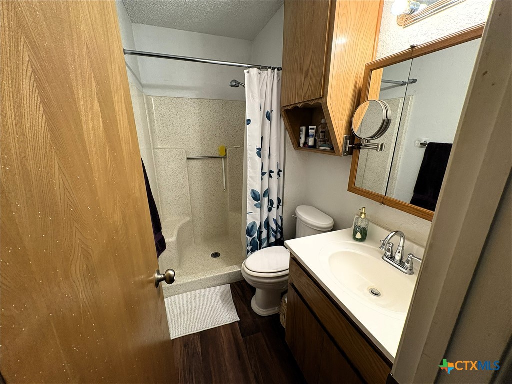 936 County Road 109 Riesel, TX 76682 - Photo 9 of 22 a bathroom with a sink a toilet and shower curtain
