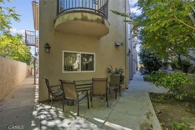 an outdoor view with patio