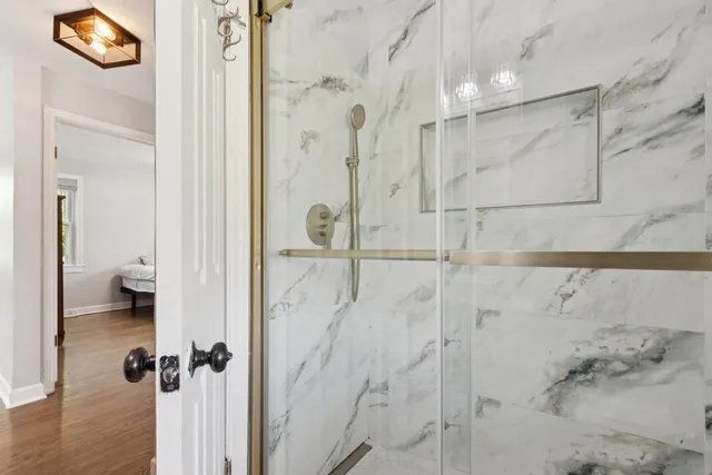 a bathroom with a shower