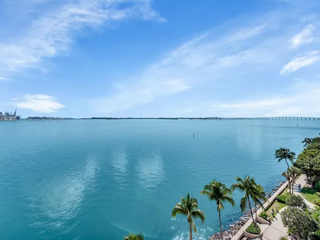 a view of a lake and mountain in the back