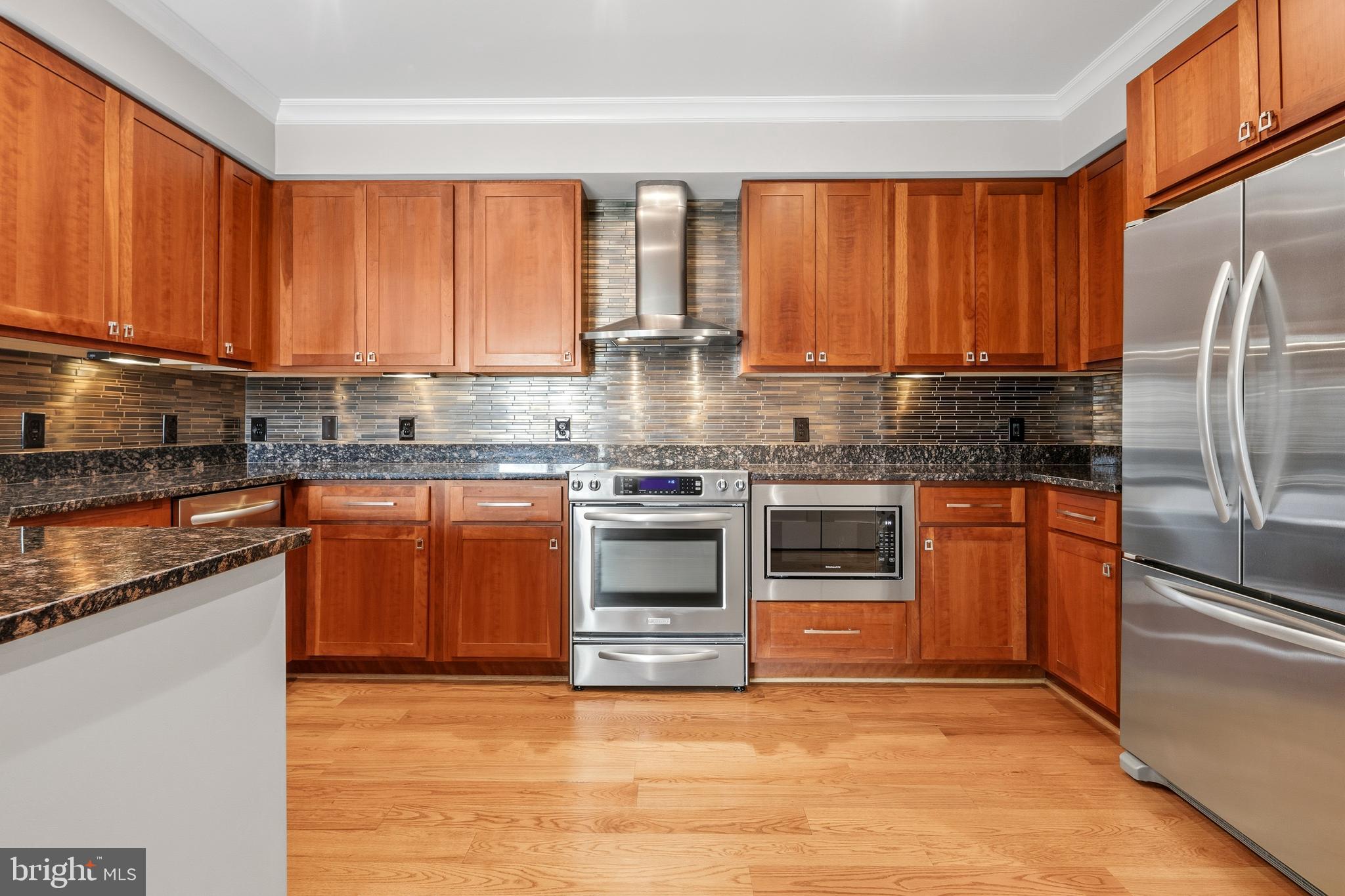3131 9th Road North, Unit 44 Arlington, VA 22201 - Photo 14 of 33 a kitchen with stainless steel appliances granite countertop a stove a sink and a refrigerator