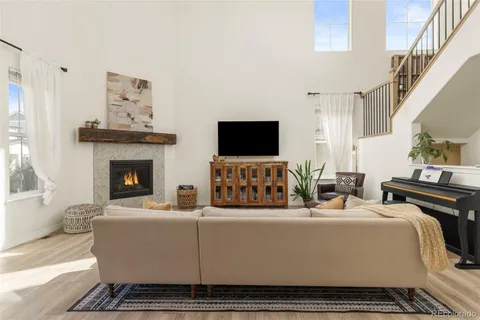 a living room with furniture and a couch