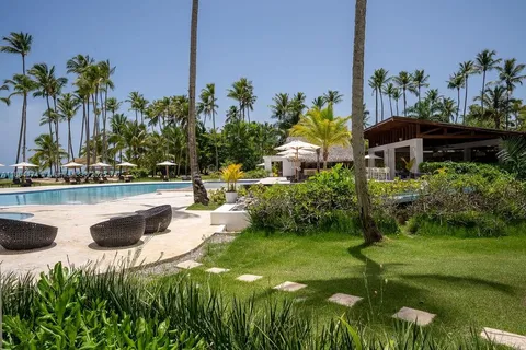 a view of a lake with a building in the background