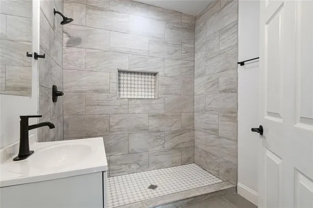 a bathroom with a shower