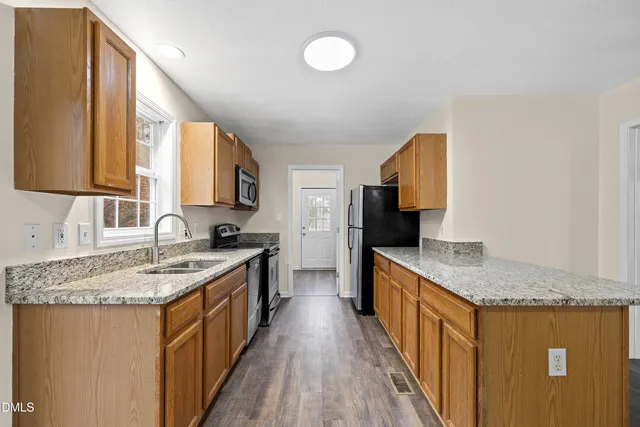 a picture of a bench in a building