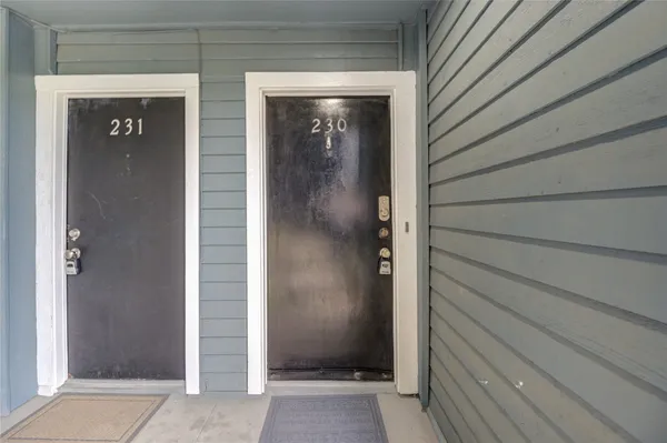 a view of a wooden door