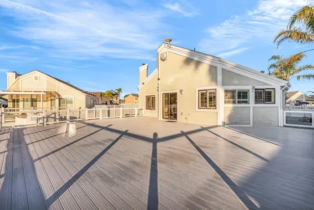 a view of a terrace with wooden floor