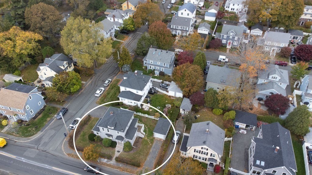 25 Tedesco Street Marblehead, MA 01945 - Photo 42 of 42 an aerial view of a house with a swimming pool