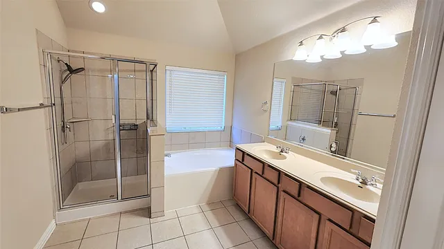 a bathroom with a bathtub