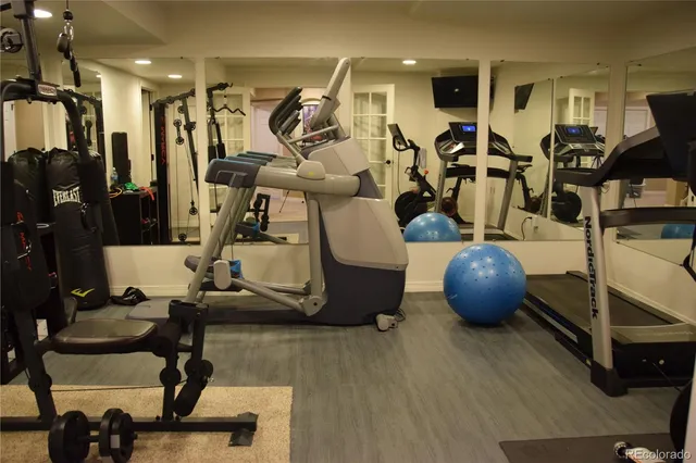 a view of a room with gym equipment