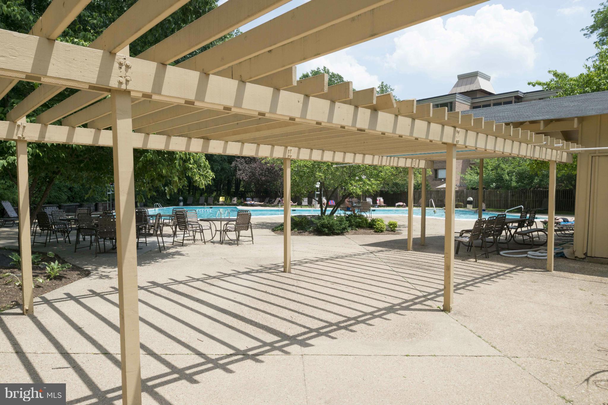 5 Hamill Road, Unit 5C Baltimore, MD 21210 - Photo 23 of 24 a view of a patio with a table and chairs under an umbrella