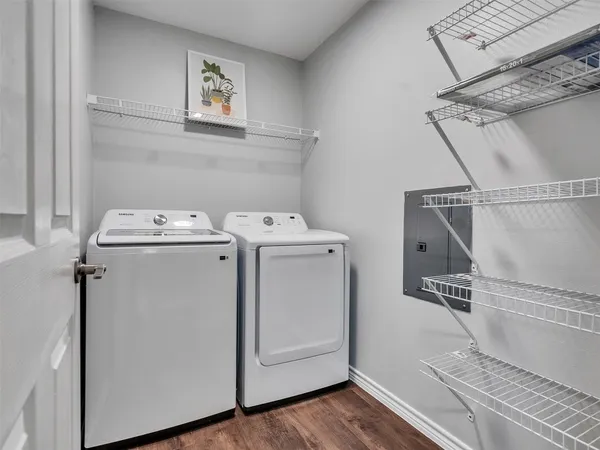 a utility room with dryer and washer