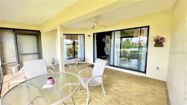 a outdoor space with furniture