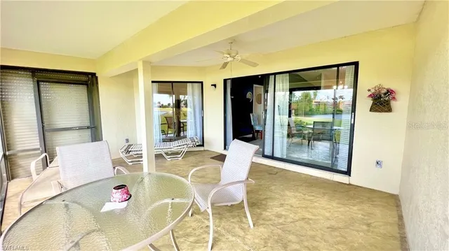 a outdoor space with furniture