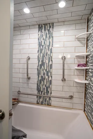 a bathroom with a shower
