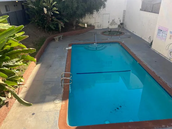 a backyard with a sink