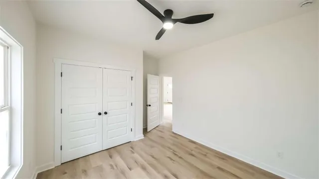 a view of a room with a window