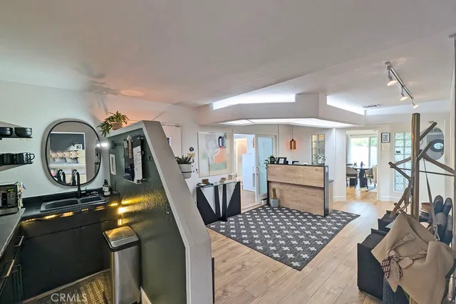 a view of a garden with potted plants